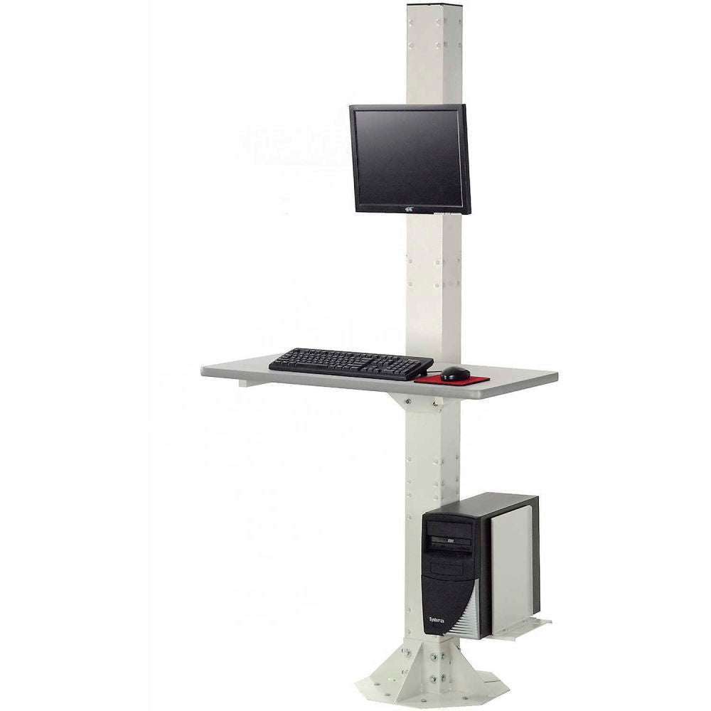 Global Industrial 81"H Stationary Floor Mount Orbit Computer Station with VESA Mount, Beige (WB239134BG)