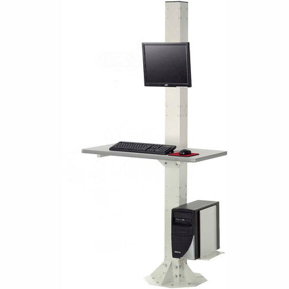 Global Industrial 81"H Stationary Floor Mount Orbit Computer Station with VESA Mount, Beige (WB239134BG)