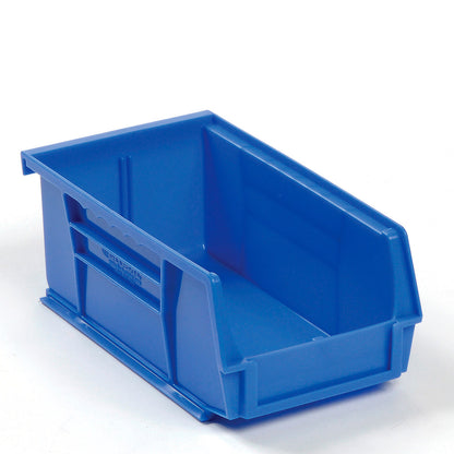Global Industrial Plastic Hang & Stack Bin, 7-3/8"L x 4-1/8"W x 3"H, Blue (WB269681BL)