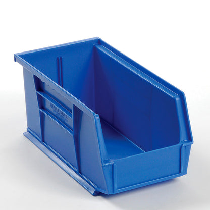 Global Industrial Plastic Hang & Stack Bin, 10-7/8"L x 5-1/2"W x 5"H, Blue (WB269682BL)