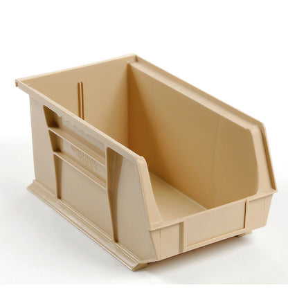 Global Industrial Plastic Hang & Stack Bin, 14-3/4"L x 8-1/4"W x 7"H, Beige (WB269684BG)