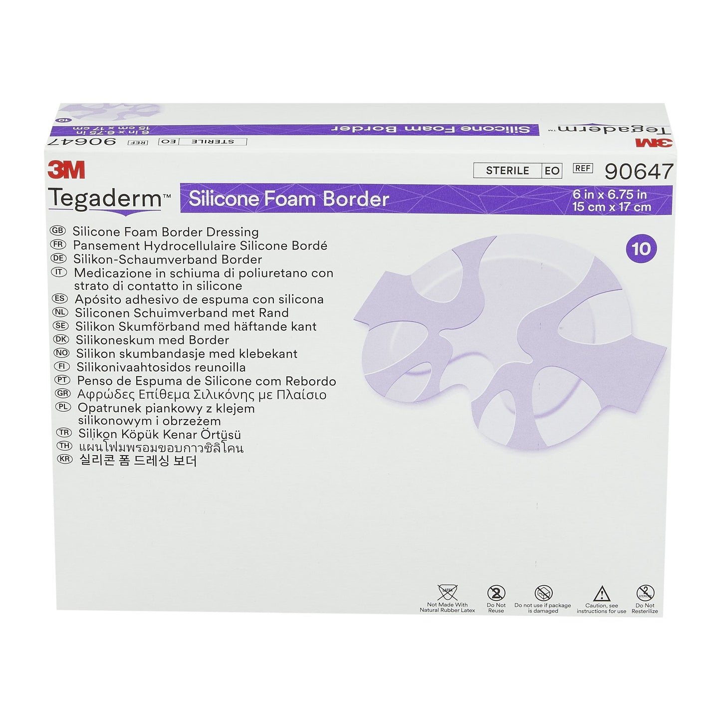 3M™ Tegaderm™ Foam Dressing 6 X 6-3/4 Inch With Border Film Backing Silicone Adhesive Sacral Sterile (1078888_EA)