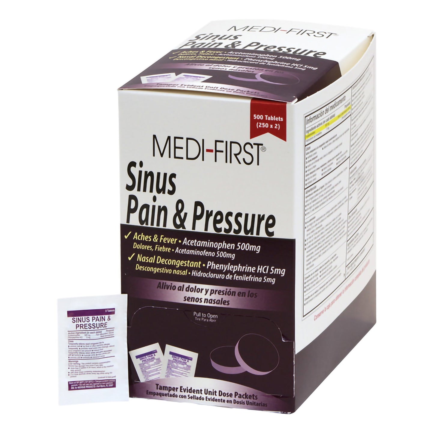 Medi-First® Sinus Relief 500 mg - 5 mg Strength Tablet 500 per Box (787827_BX)