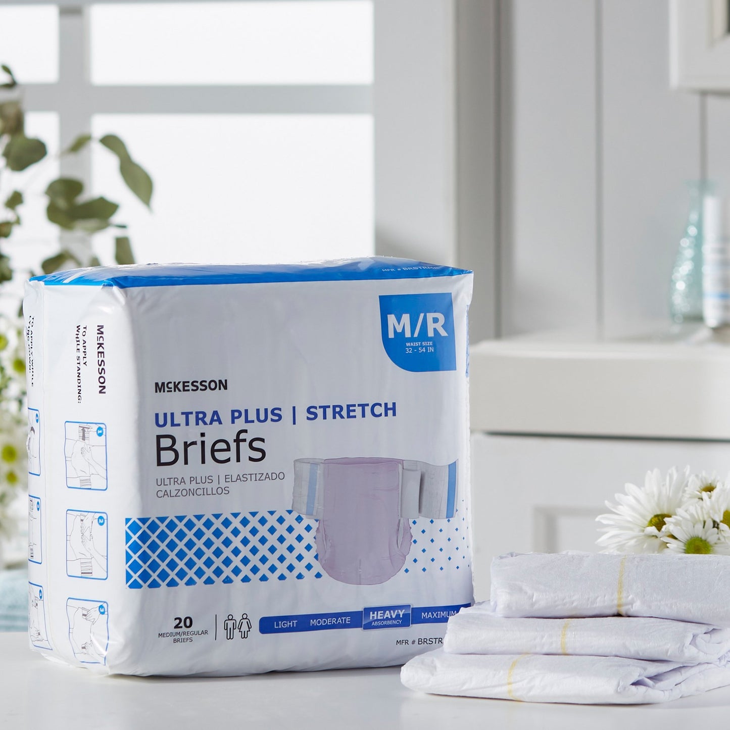McKesson Ultra Plus Stretch Unisex Adult Incontinence Brief Medium Disposable Heavy Absorbency (884170_CS)