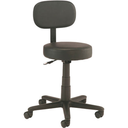 Interion Shop Stool with Backrest - Vinyl - Black (WB240157BK)