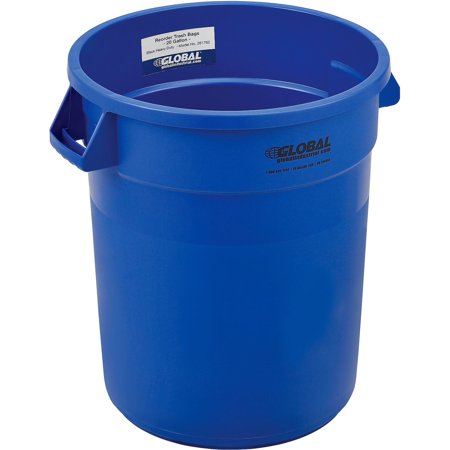 Global Industrial Plastic Trash Can - 20 Gallon Blue (WB240458BL)