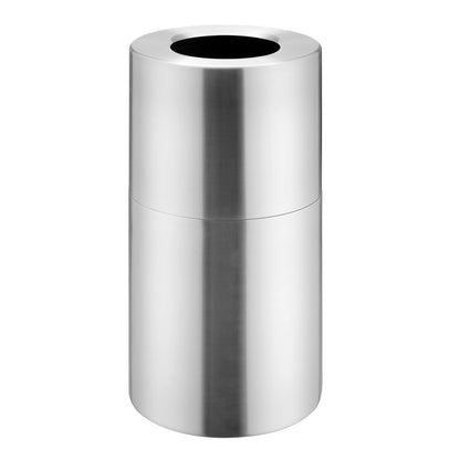 Global Industrial Aluminum Round Open Top Trash Can, 20 Gallon, Satin Clear (WB240716)