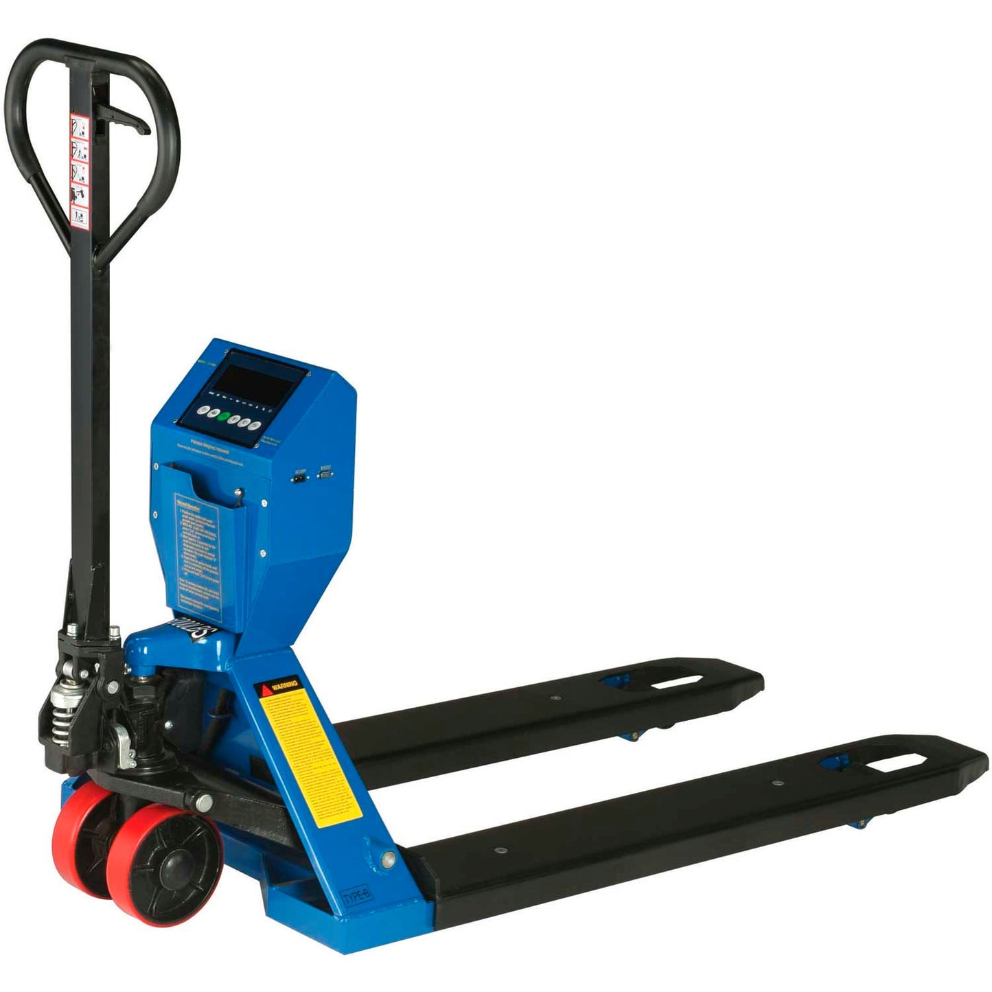 Global Industrial Low-Profile Manual Pallet Jack Scale Truck, 5000 lb. Cap, 27"W x 48"L Forks (WB241414)