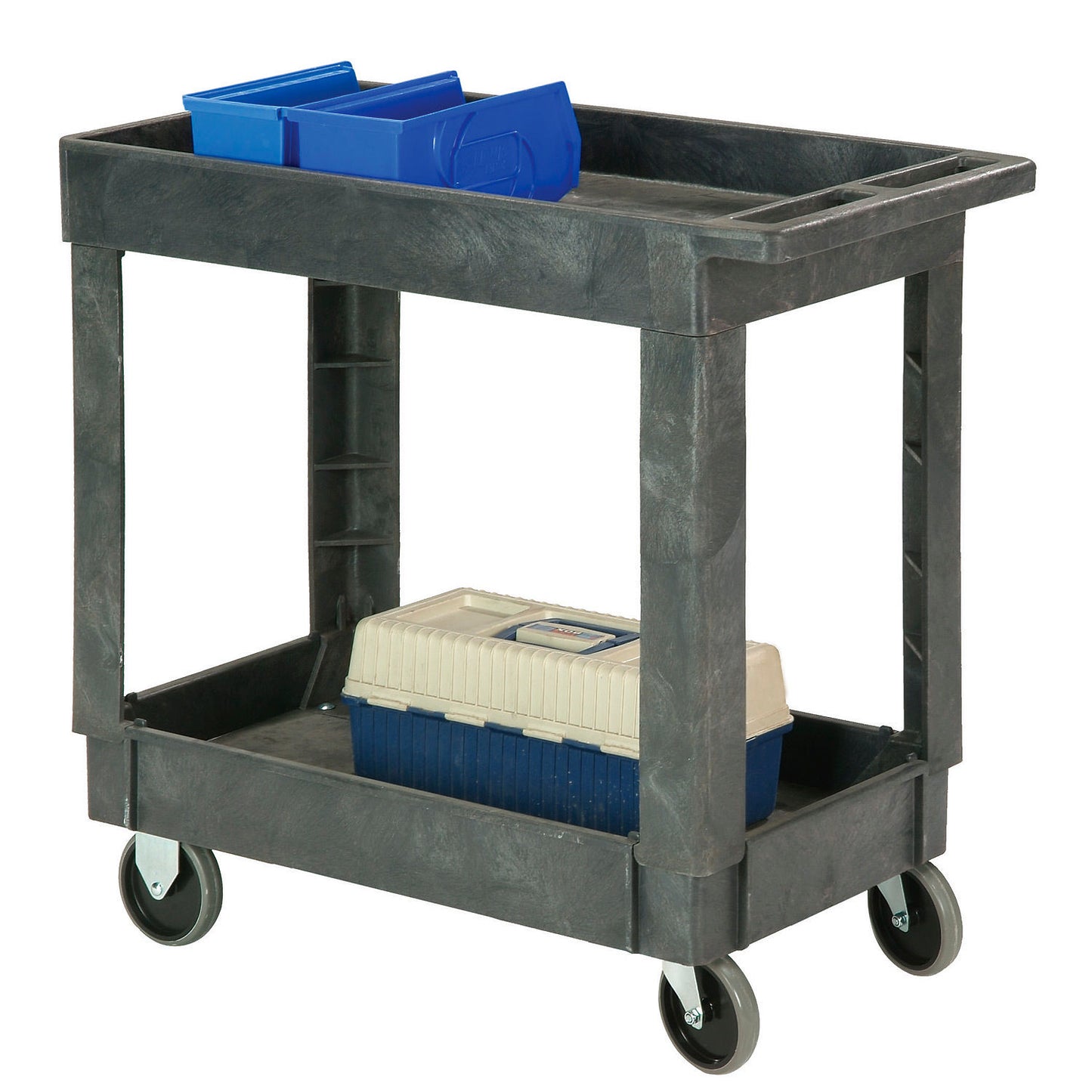 Global Industrial Utility Cart w/2 Shelves & 5" Casters, 500 lb. Cap, 34"L x 17-1/2"W x 33"H (WB241749)