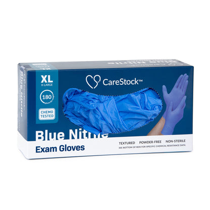 CareStock™ Exam Glove X-Large NonSterile Nitrile Standard Cuff Length Textured Fingertips Blue Chemo Tested (1230899_CS)