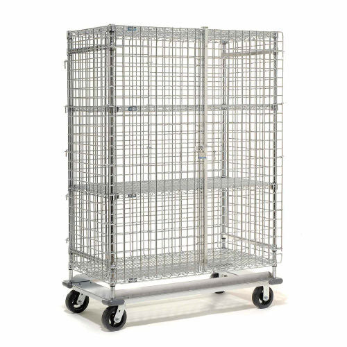 Nexel Dolly Base Security Truck, Chrome, 24"W x 60"L x 70"H, Rubber, 2 Swivel, 2 Rigid Casters (WB800403)