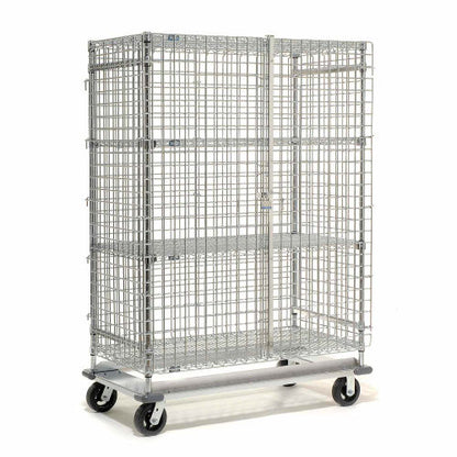 Nexel Dolly Base Security Truck, Chrome, 24"W x 48"L x 70"H, Rubber, 2 Swivel, 2 Rigid Casters (WB800402)