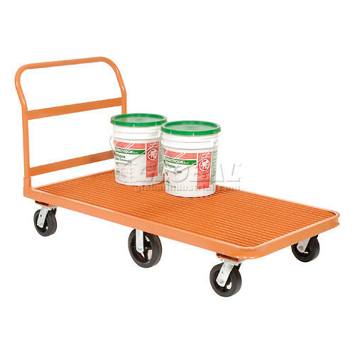 Global Industrial Steel Grating Deck Depot Flatbed Platform Truck 6 Wheels 60x30 3200 Lb. Cap. (WB241871)