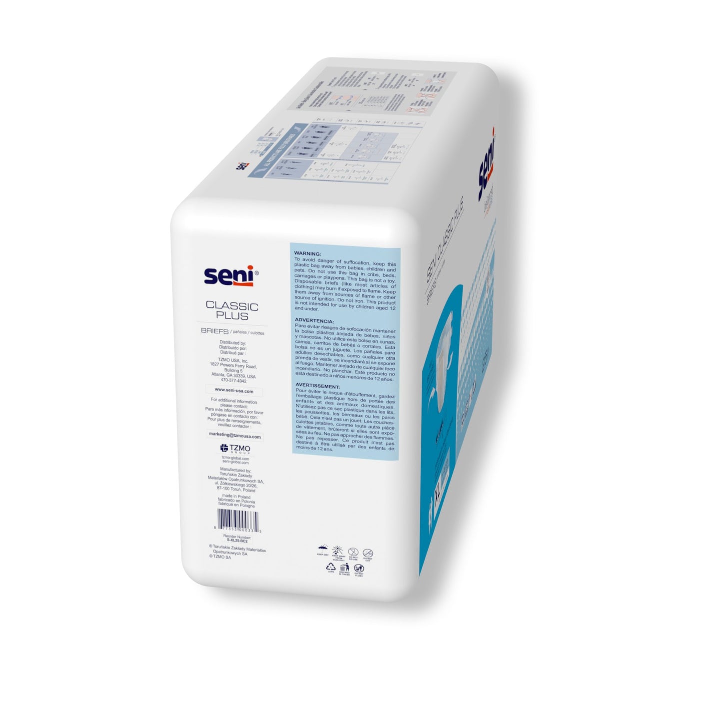 Seni® Classic Plus Unisex Adult Incontinence Brief X-Large Disposable Moderate Absorbency (1163868_PK)