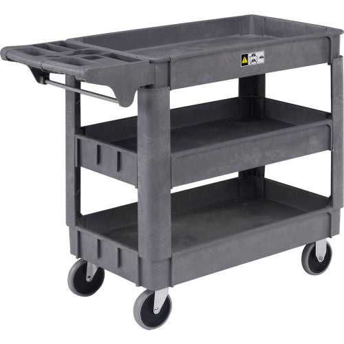 Global Industrial Utility Cart w/3 Shelves & 5" Casters, 500 lb. Capacity, 40"L x 17"W x 33"H (WB242083)
