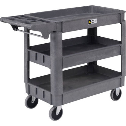 Global Industrial Utility Cart w/3 Shelves & 5" Casters, 500 lb. Capacity, 40"L x 17"W x 33"H (WB242083)