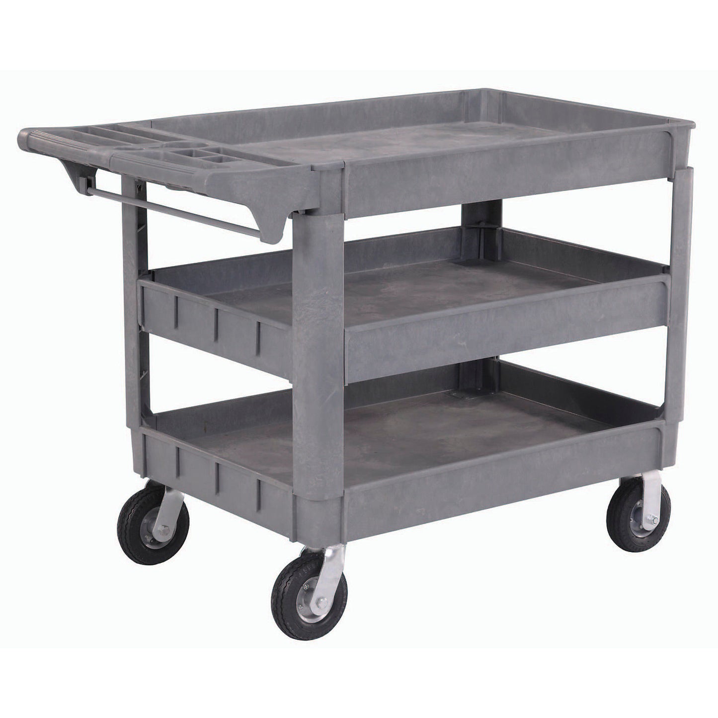 Global Industrial Utility Cart w/3 Shelves & 6" Casters, 500 lb. Capacity, 46"L x 25"W x 35"H (WB242087)