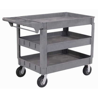 Global Industrial Utility Cart w/3 Shelves & 6" Casters, 500 lb. Capacity, 46"L x 25"W x 35"H (WB242087)