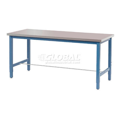 Global Industrial 72x30 Adj. Height Workbench Square Tube Leg, Stainless Steel Square Edge BL (WB242263BL)