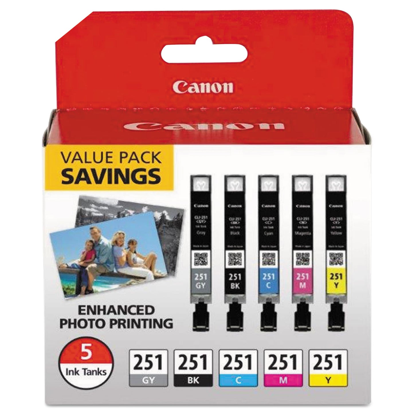 Canon® 6513B011 (CLI-251) Ink, Black/Cyan/Gray/Magenta/Yellow (CNM6513B011)
