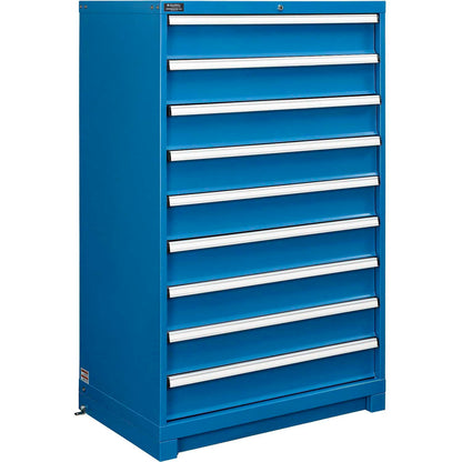 Global Industrial Modular Drawer Cabinet, 9 Drawers, w/Lock, 36"W x 24"D x 57"H, Blue (WB298450BL)