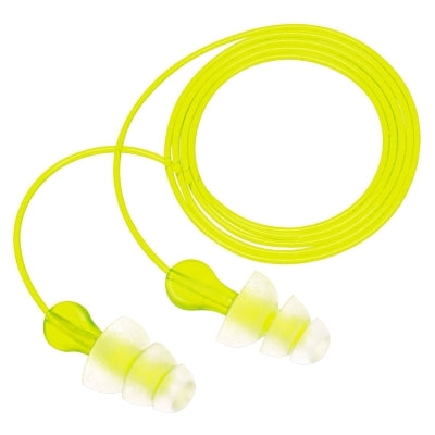 3M Tri-Flange™ Earplugs, Elastomeric Polymer, Clear, Corded (247-P3000)
