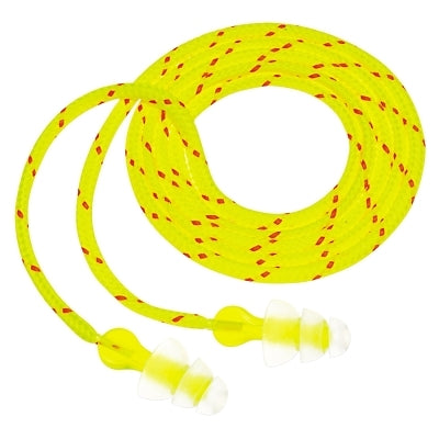 3M Tri-Flange™ Earplugs, Elastomeric Polymer, Clear, Cloth Cord (247-P3001)