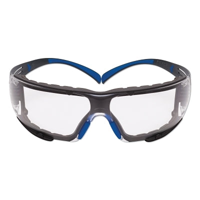 3M SecureFit™ 400 Series Protective Eyewear, Clear Poly Lens, Anti-Fog/Anti-Scratch, Black/Blue Plastic Temples, Foam Gasket (247-SF401SGAF-BLU-F)
