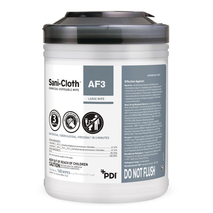Sani-Cloth® AF3 Surface Disinfectant Cleaner Premoistened Germicidal Manual Pull Wipe 160 Count Canister Mild Scent NonSterile (804411_CS)