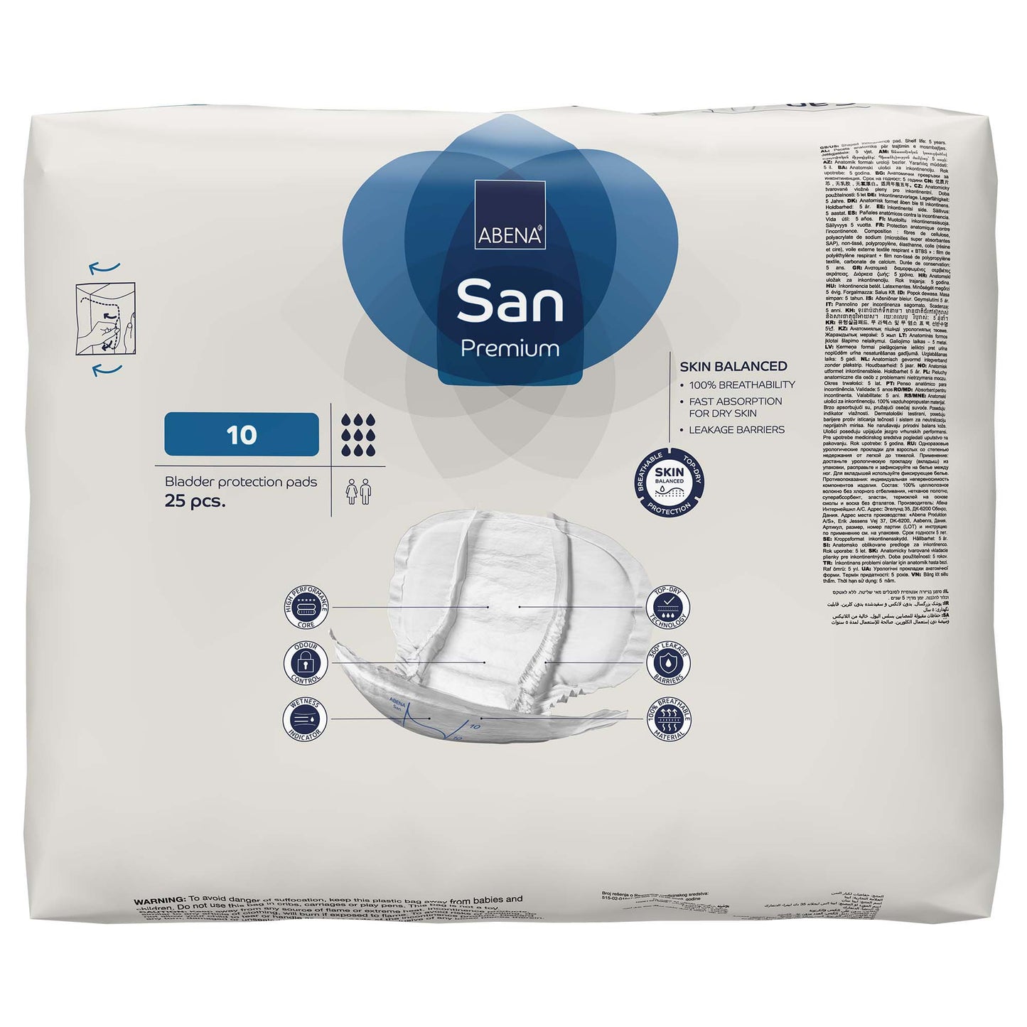 Abena® San Premium Incontinence Liner 14.5 X 28.7 Inch Heavy Absorbency Fluff / Polymer Core Size 10 (1218222_PK)