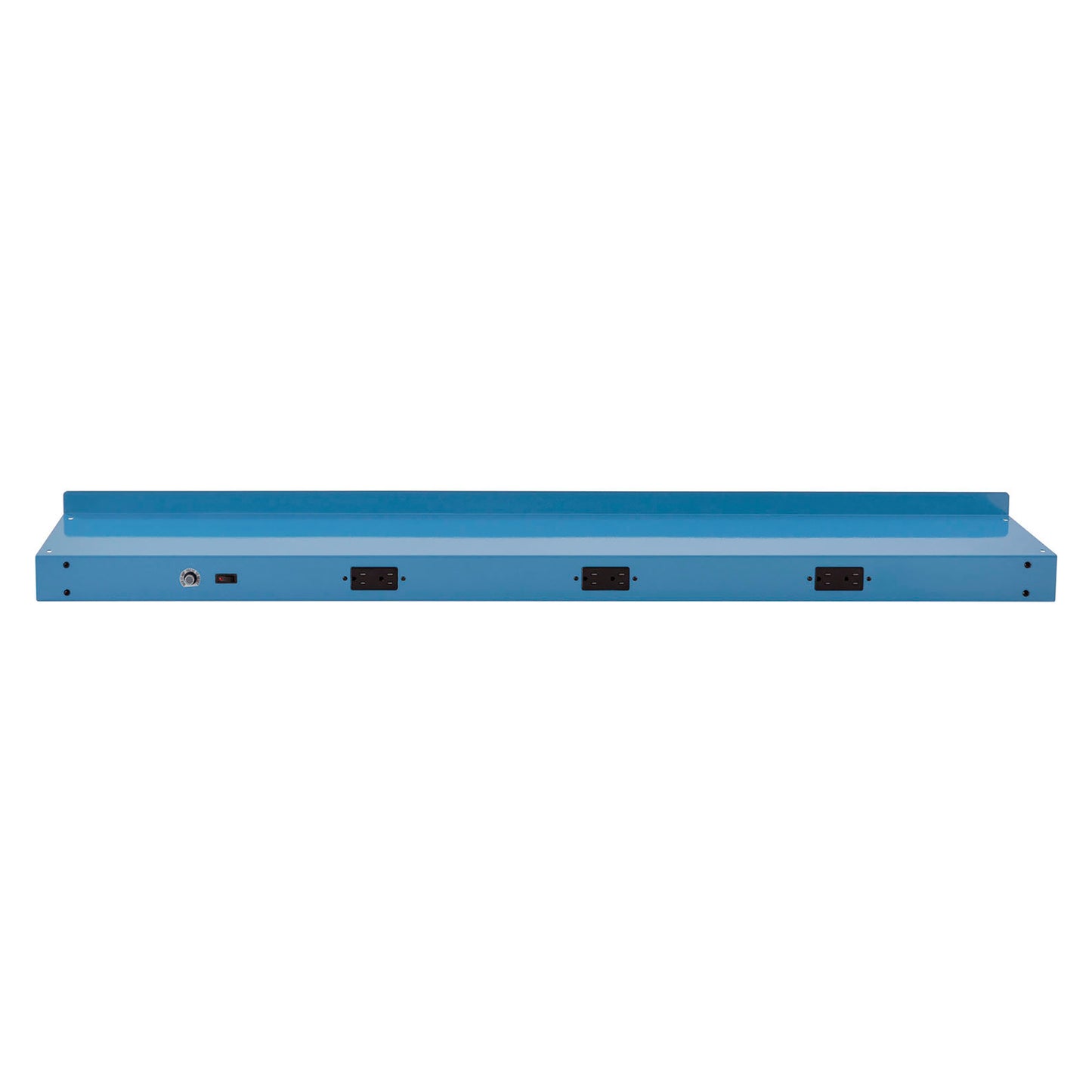 Global Industrial Steel Upper Shelf W/ 3 Duplex Outlets, 72"W x 12"D, Blue (WB249296CBL)