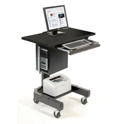 Global Industrial Mobile Computer Cart, 27"W x 24-1/2"D x 41"H, Black (WB309235BK)