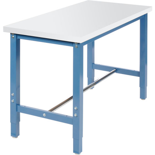 Global Industrial 48x24 Adj. Height Workbench, Square Tube Leg, Plastic Safety Edge BL (WB249405BL)