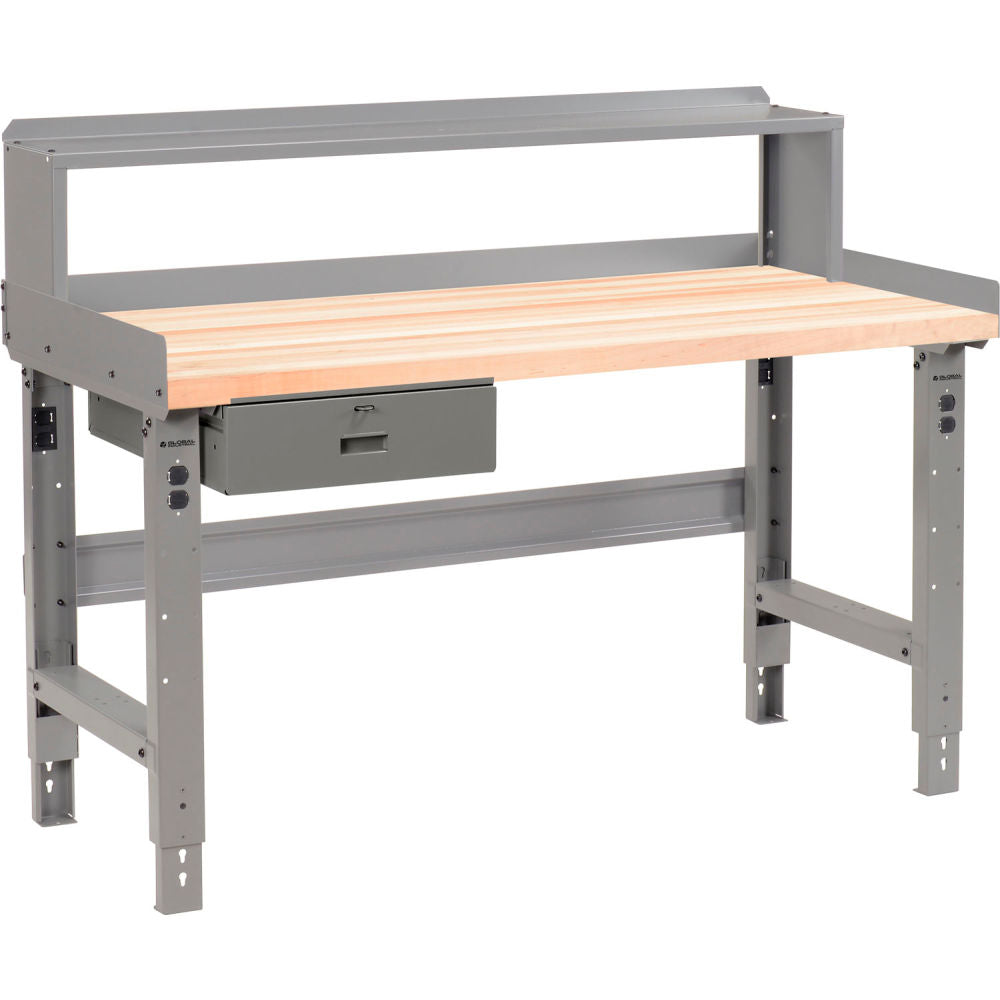 Global Industrial Workbench w/ Maple Square Edge Top & Riser, 72"W x 30"D, Gray (WB318661)