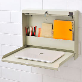 Global Industrial Wall Mounted Fold Down Shop Desk, 20"W x 3-3/8"D, Tan (WB249997)