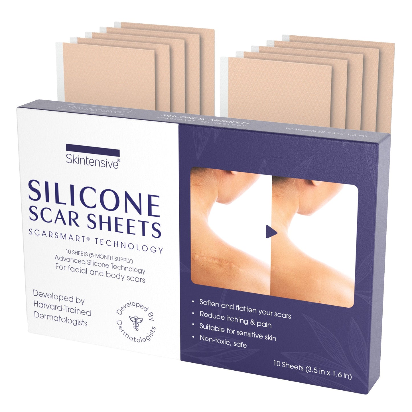 Skintensive® Silicone Skin Strip 1.6 X 3.5 Inch Rectangle NonSterile (1267994_BX)
