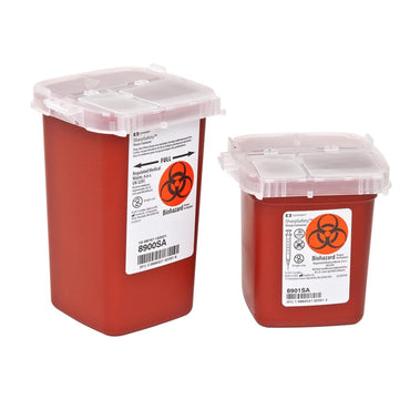 SharpSafety™ Sharps Container Red Base 6-1/4 H X 4-1/2 W X 4-1/4 D Inch Vertical Entry 0.25 Gallon (149371_CS)