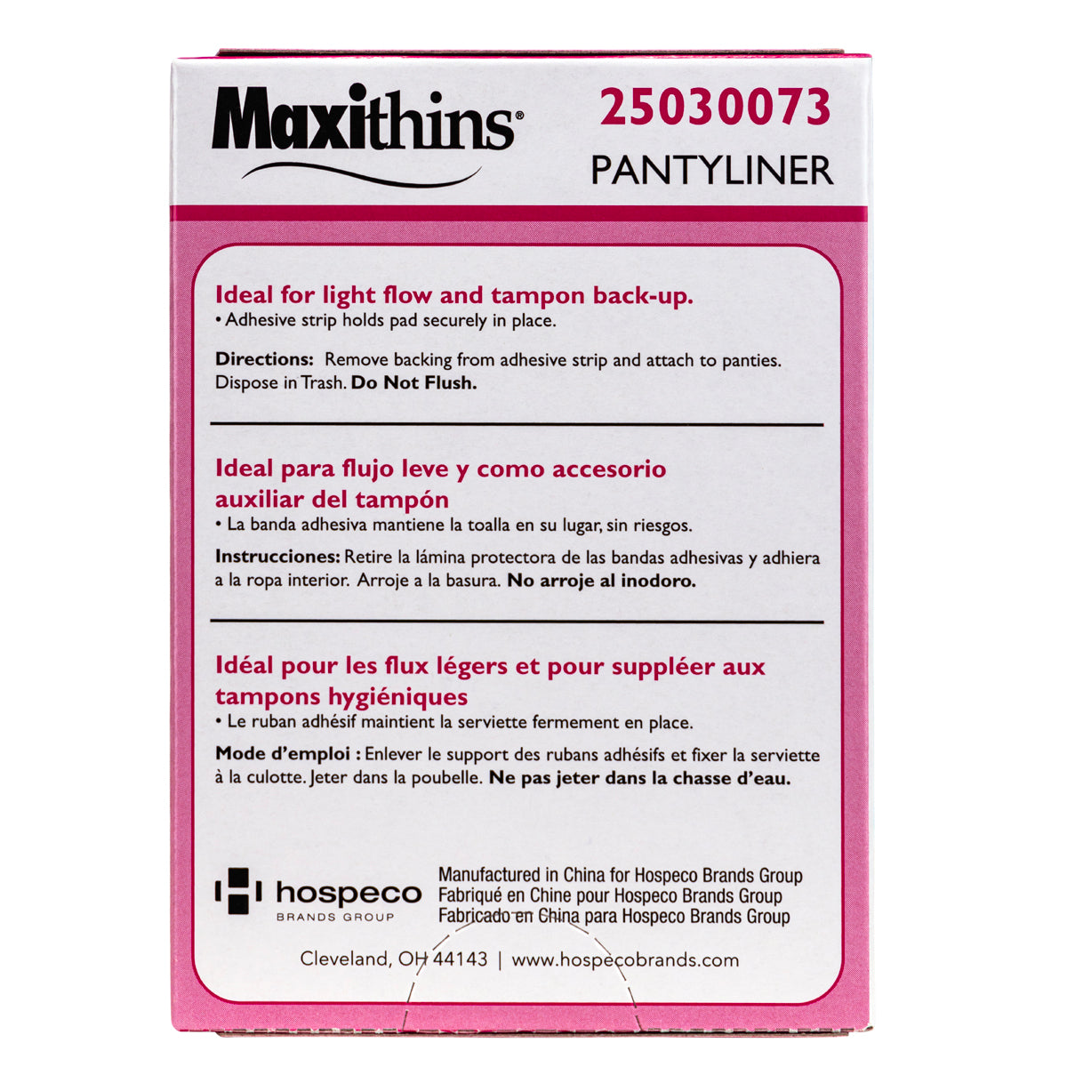 Hospeco® Maxithins® Vended Pantyliners, Light Protection, 200/Case (HOS25030073)