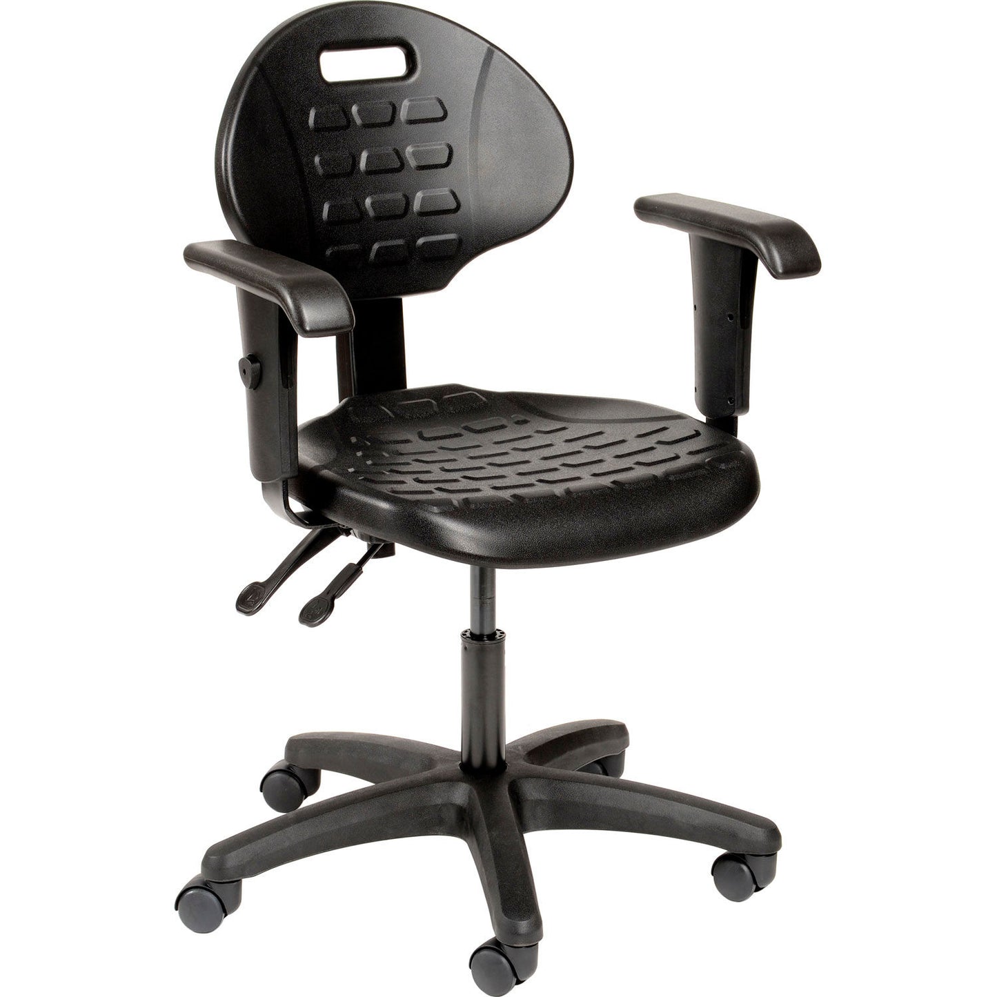 Interion Polyurethane Task Chair with Adjustable Arms, Black (WB250628A)