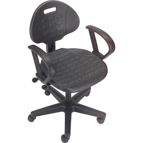 Interion Task Chair With Mid Back & Fixed Arms, Polyurethane, Black (WB250629)