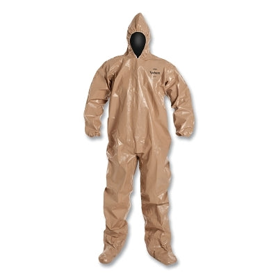 Dupont Tychem CPF3 Coveralls with attached Hood and Socks, Tan, 3X-Large (251-C3122T-3X)