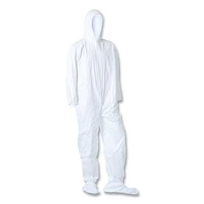 Dupont Tyvek® IsoClean® Coveralls, IC105S, Non-Sterile, Serged/Hood/Boots/Thumb Loops/Set Sleeves, White, Large (251-IC105S-LG)