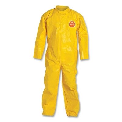 Dupont Tychem® 2000 Coverall, Bound Seams, Collar, Open Wrists and Ankles, Front Zipper, Storm Flap, Yellow, X-Large (251-QC120B-XL)