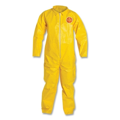 Dupont Tychem® 2000 Coverall, Serged Seams, Collar, Zipper Front, Open Wrists and Ankles, Storm Flap, Yellow, 5X-Large (251-QC120S-5XL)