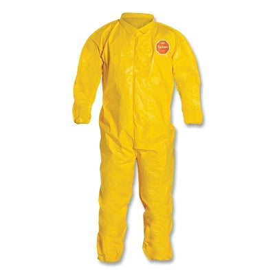 Dupont Tychem® 2000 Coverall, Bound Seams, Collar, Elastic Wrists and Ankles, Zipper Front, Storm Flap, Yellow, Large (251-QC125B-L)