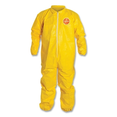 Dupont Tychem® 2000 Coverall, Serged Seams, Collar, Elastic Wrists and Ankles, Zipper Front, Storm Flap, Yellow, Medium (251-QC125S-MD)