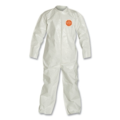 Dupont Tychem® 4000 Coverall, Bound Seams, Collar, Open Wrists and Anckles, Zipper Front, Storm Flap, White, X-Large (251-SL120B-XL)