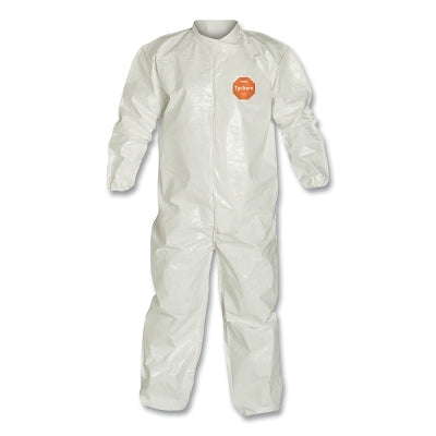 Dupont Tychem® 4000 Coverall, Bound Seams, Collar, Elastic Wrist and Ankles, Zipper Front, Storm Flap, White, X-Large (251-SL125B-XL)