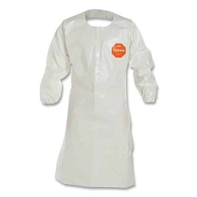 Dupont Tychem® 4000 Long Sleeved Apron with Elastic Wrists, SL275T, 27 in W x 43-1/2 in L, White, Medium (251-SL275T-MD)