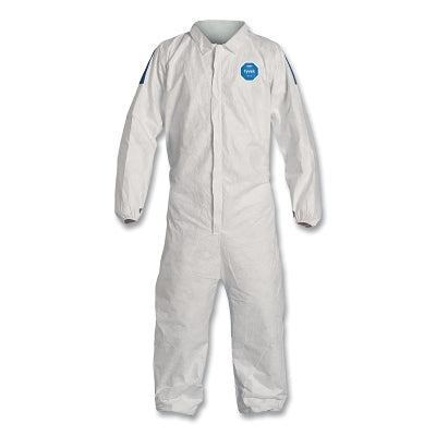 Dupont Tyvek 400D Coveralls with Elastic Wrists and Ankles, Blue/White, Large (251-TD125SWBLG0025CM)